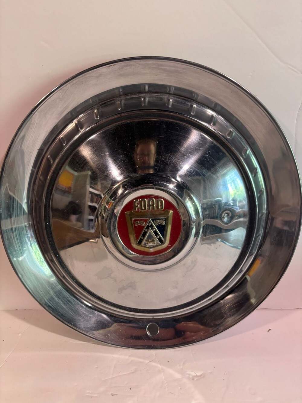 Vintage 1950's Ford Chrome Hubcap Wheel Cover 15" NICE